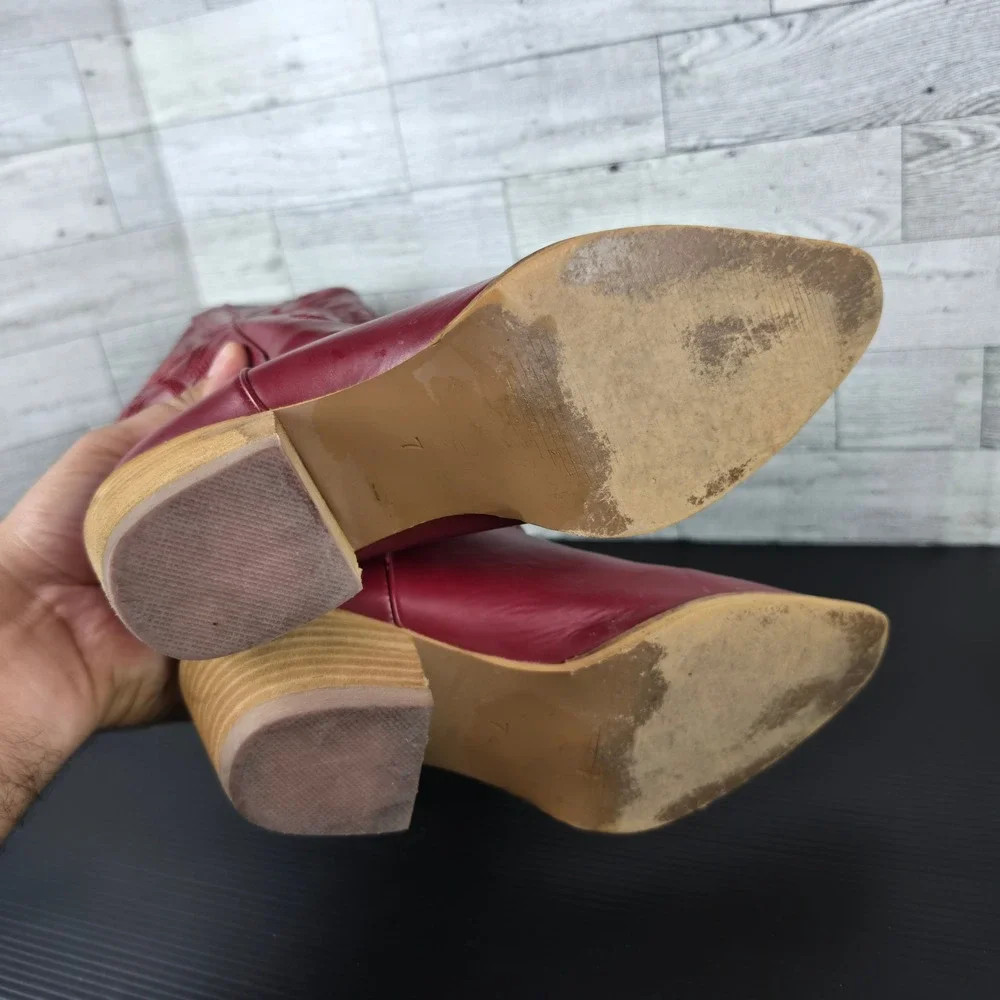 Arider Girl Kids Red Western Cowboy Boots Pointed Toe Stacked Heel Size 7 EUR 37